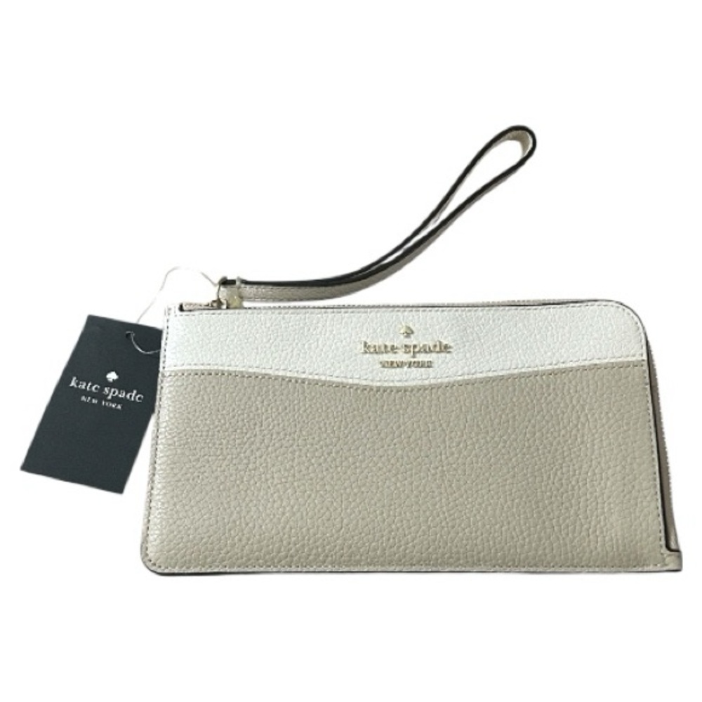 NWT Kate Spade Lucy Colorblock Pebbled Leather L-Zip Wristlet